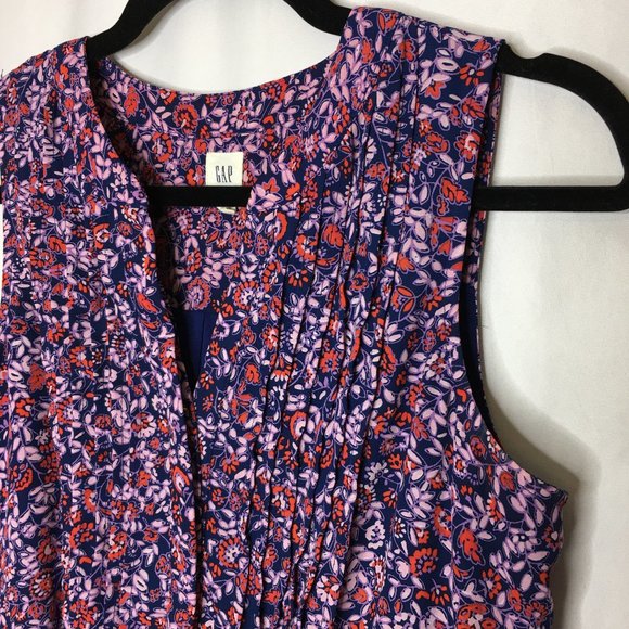 Gap floral print pintucked sleeveless dress H2 - Picture 2 of 5